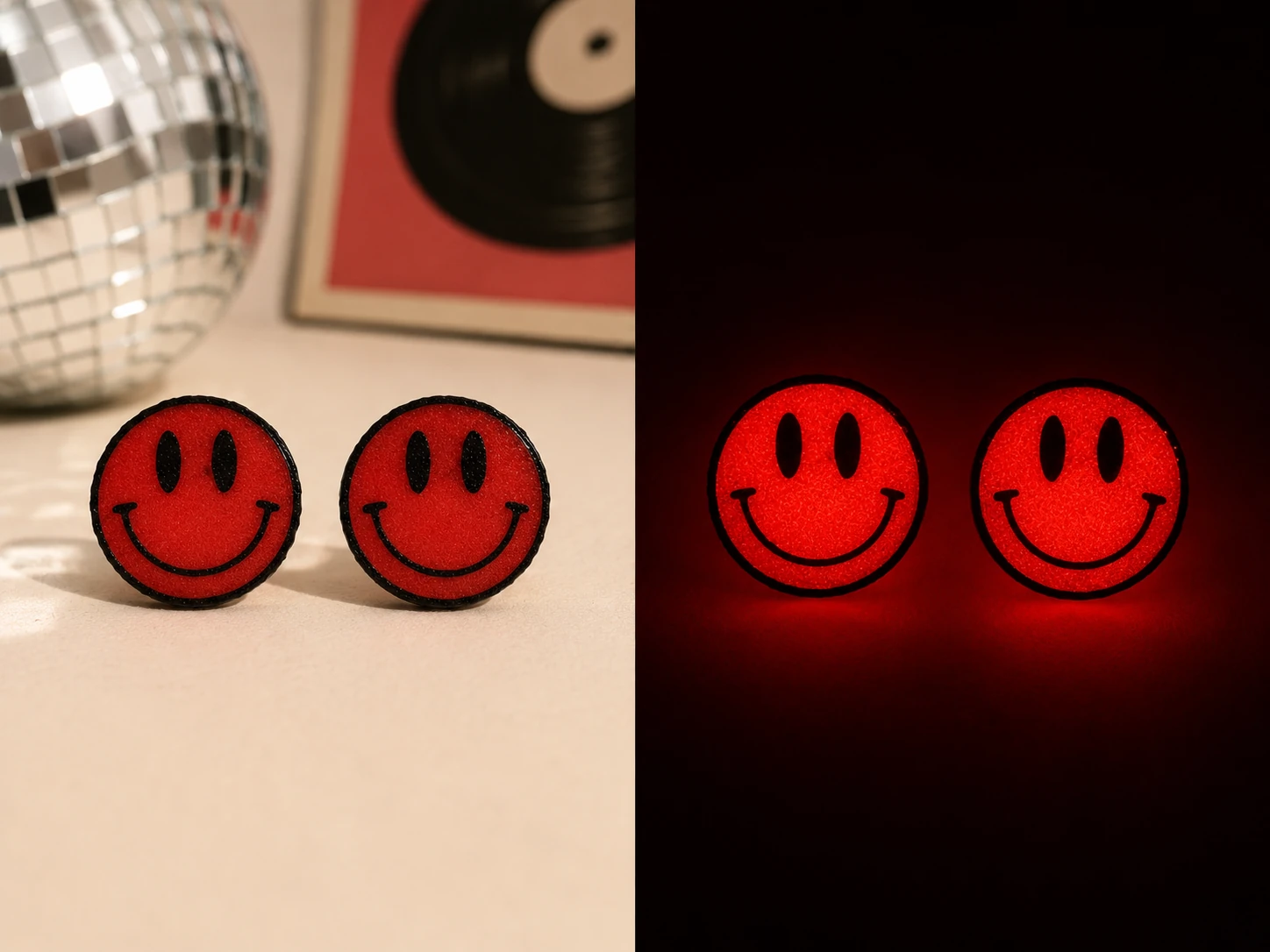 Pendientes Happy Pop con glow rojo